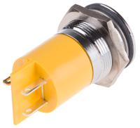 211-128 RS PRO Yellow Panel Mount Indicator, 24V, 22mm Mounting Hole Size, Solder Tab Termination