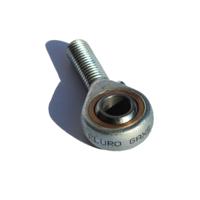 gaxs6 Fluro M6 x 1 Male Galvanized Steel Rod End, 6mm Bore, 46mm Long, Metric Thread Standard, Male Connection Gender
