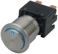 124168231114000 Schurter MSM 19 Series Illuminated Push Button Switch, Latching, Panel Mount, 19.1mm Cutout, SPST, Blue LED, 30 V dc,
