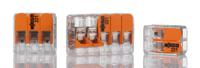 60281155 Wago 221 Series Lever Connector Set, 2, 3, 5-Way, 32 A, 24 → 12 AWG Wire, Cage Clamp Termination