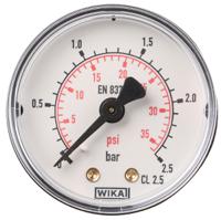 7833739 WIKA Analogue Pressure Gauge 2.5bar Back Entry 50mm Outside Diameter, UKAS