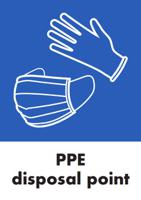 286-114 RS PRO Vinyl Adhesive Blue, White Safe Conditions Sign, PPE Disposal Point, English