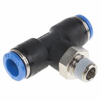 qst-18-8 Festo QS Series Tee Threaded Adaptor, Push In 8 mm to Push In 8 mm, Threaded-to-Tube Connection Style, 153109