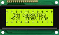 mc42004a6w-sptly-v2 Midas MC42004A6W-SPTLY-V2 Alphanumeric LCD Alphanumeric Display, 4 Rows by 20 Characters