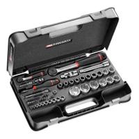 rs161-2 Facom 56-Piece Metric 1/2", 1/4" Standard Socket/Bit Set with Ratchet, 6 point