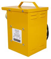 122-6716 RS PRO 3 kVA Intermittent 5 Mins on 15 Mins off Site Transformer, 230V ac Primary, 110 (55V Secondary, 1 x 16 A, 1 x 32