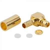 262103 Amphenol RF Plug Cable Mount MMCX Connector, Crimp Termination, Right Angle Body