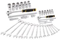 fmmt82827-1 Stanley 50-Piece Metric 1/2 in; 1/4 in Standard Socket/Spanner Set with Ratchet, 6 point