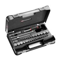 j430amu Facom 34-Piece Imperial, Metric 3/8 in Standard Socket Set with Ratchet, 12 point