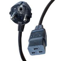 447-016 RS PRO Straight IEC C19 Socket to Right Angle CEE 7 Plug Power Cord, 2m