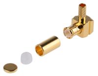 mcx1112a1-3gt30g-5-50 Amphenol RF, Plug Cable Mount MCX Connector, 50Ω, Crimp Termination, Right Angle Body