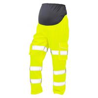 cm01y-l Leo Workwear CM01-Y Yellow Hi Vis Trouser Waterproof, Stain Resistant 82 to 98 cm L Leg Length 29in