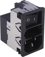 kmf1116111 Schurter 6A, 250 V ac Male Snap-In Filtered IEC Connector 2 Pole KMF1.1161.11, Solder 2 Fuse
