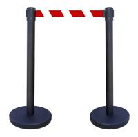 reco22bkrb Viso Black Steel Retractable Barrier, 2m, Red, White Tape