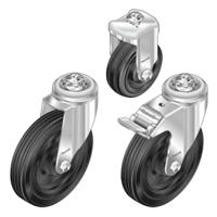 3842547836 Bosch Rexroth M12 Thread Rubber Castor Wheels, 10mm Groove