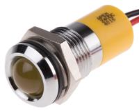 722-7401 RS PRO Yellow Panel Mount Indicator, 24V dc, 14mm Mounting Hole Size, Lead Wires Termination, IP67
