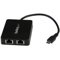 us1gc301au2r StarTech.com 2 Port USB Ethernet Adapter USB 3.0 USB A to RJ45 10/100/1000Mbit/s Network Speed