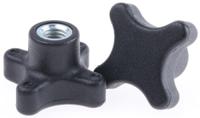 702-7715 RS PRO Black 4-Arm Clamping Knob, M8, Threaded Hole
