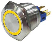 811-8522 RS PRO Illuminated Push Button Switch, Latching, Panel Mount, 22mm Cutout, SPDT, Yellow LED, 250V ac, IP65, IP67
