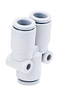 kq2u07-00a SMC KQ2 Series Y Tube-to-Tube Adaptor, Push In 1/4 in to Push In 1/4 in, Tube-to-Tube Connection Style