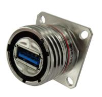 usbftv7pe2g Amphenol Socapex Straight, Panel Mount, Receptacle- Single Port Type USB A 2.0 IP68 USB Connector