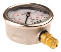 1613004 Sferaco G 1/4 Analogue Pressure Gauge 4bar Bottom Entry 63mm Outside Diameter, With RS Calibration