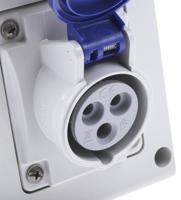 6321613-r Scame, DOMINO IP44 Blue Wall Mount 2P + E RCD Industrial Power Connector Socket, Rated At 16A, 230 V