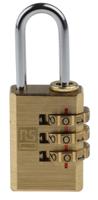 781-6032 RS PRO Combination Brass Combination Padlock, 3mm Shackle, 20mm Body