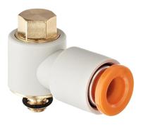 kq2v07-32a SMC KQ2 Series Elbow Threaded Adaptor, UNF 10-32 Male to Push In 1/4 in, Threaded-to-Tube Connection Style