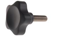 166493 Elesa  Black Multiple Lobes Clamping Knob, M10, Threaded Stud