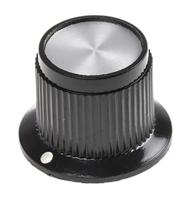pk50b14 TE Connectivity 19mm Black Potentiometer Knob for 6.35mm Shaft Splined, PK50B1/4