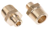 0121-21-13 Legris Brass Pipe Fitting, Straight Threaded Adapter, Male R 1/2in to Male R 1/4in