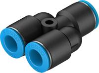 qsy-10 Festo QSY Series Y Tube-to-Tube Adaptor, Push In 10 mm to Push In 10 mm, Tube-to-Tube Connection Style, 153151