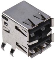 5787745-1 TE Connectivity Right Angle, PCB Mount, Through Hole, Socket- Dual Port Type A 2.0 USB Connector