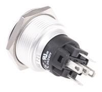 82-65511114 EAO 82 Series Illuminated Push Button Switch, Momentary, Panel Mount, 22.3mm Cutout, SPDT, Red LED, 240V, IP65, IP67