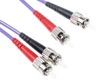 536-6462 RS PRO ST to ST Duplex Multi Mode OM3 Fibre Optic Cable, 50/125μm, Purple, 5m