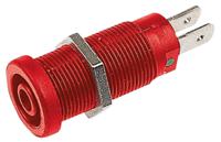669131-22 Staubli Red Female Banana Socket, 4 mm Connector, Tab Termination, 20A, 1000V, Nickel Plating