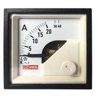 186-2424 RS PRO Analogue Panel Ammeter 40 (Input)A AC, 45mm x 45mm, 1 % Moving Iron
