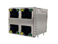 rjsge4887441 Amphenol Communications Solutions RJSGE4 Series Female RJ45 Connector, PCB Mount, Cat5e 2 x 2 Port 8P8C -Way
