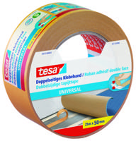 56172-00003-11 Tesa 56172 White Double Sided Adhesive Square, 0.185mm Thick, PP Backing, 50mm x 25m