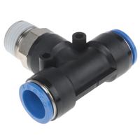 qst-12-16 Festo QS Series Tee Threaded Adaptor, Push In 16 mm to Push In 16 mm, Threaded-to-Tube Connection Style, 153116