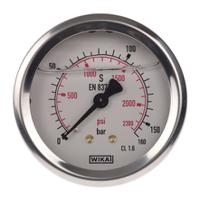 9314200 WIKA G 1/4 Analogue Pressure Gauge 160bar Back Entry 63mm Outside Diameter, UKAS