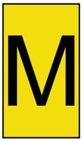 901-10195 HellermannTyton Ovalgrip Slide On Cable Markers, Black on Yellow, Pre-printed "M", 2.5 → 6mm Cable,