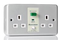 687-7320 RS PRO 13A, BS Fixing, Passive, 2 Gang RCD Socket, Surface Mount, 230 V ac, Grey