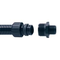 asf21m20a Adaptaflex Straight, Conduit Fitting, 21mm Nominal Size, M20, Nylon 66, Black IP66, IP67, IP68, IP69K rating