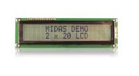 mc22008b6w-fptlw-v2 Midas MC22008B6W-FPTLW-V2 Alphanumeric LCD Alphanumeric Display, 2 Rows by 20 Characters