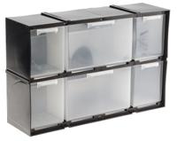 909-6996 RS PRO 6 Drawer Storage Unit, Plastic, 208mm x 325mm x 90mm, Black