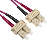 121-3898 RS PRO SC to SC Duplex Multi Mode OM4 Fibre Optic Cable, 900μm, Violet, 1m
