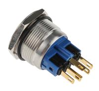 811-8538 RS PRO Illuminated Push Button Switch, Momentary, Panel Mount, 22mm Cutout, SPDT, Blue LED, 250V ac, IP65, IP67
