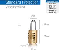y150b221202 Yale Combination Brass, Steel Combination Padlock, 3mm Shackle, 23mm Body